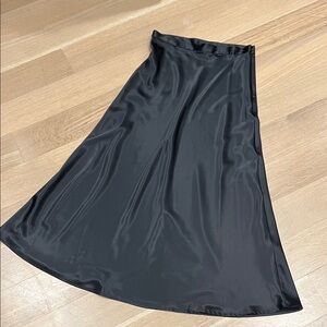 Classic Black Satin Maxi Skirt